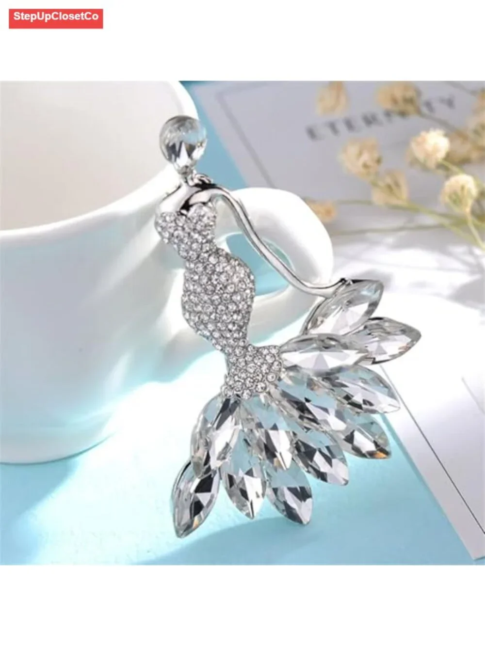 Rhinestone Lady Brooch Pin Colorful Crystal Lapel Pin Suit Collar Dress